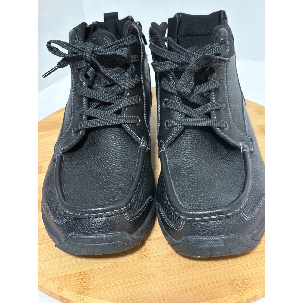Orthofeet Ranger 483 Mens Black Leather Work Boots Wide 2E Rear Zipper 10